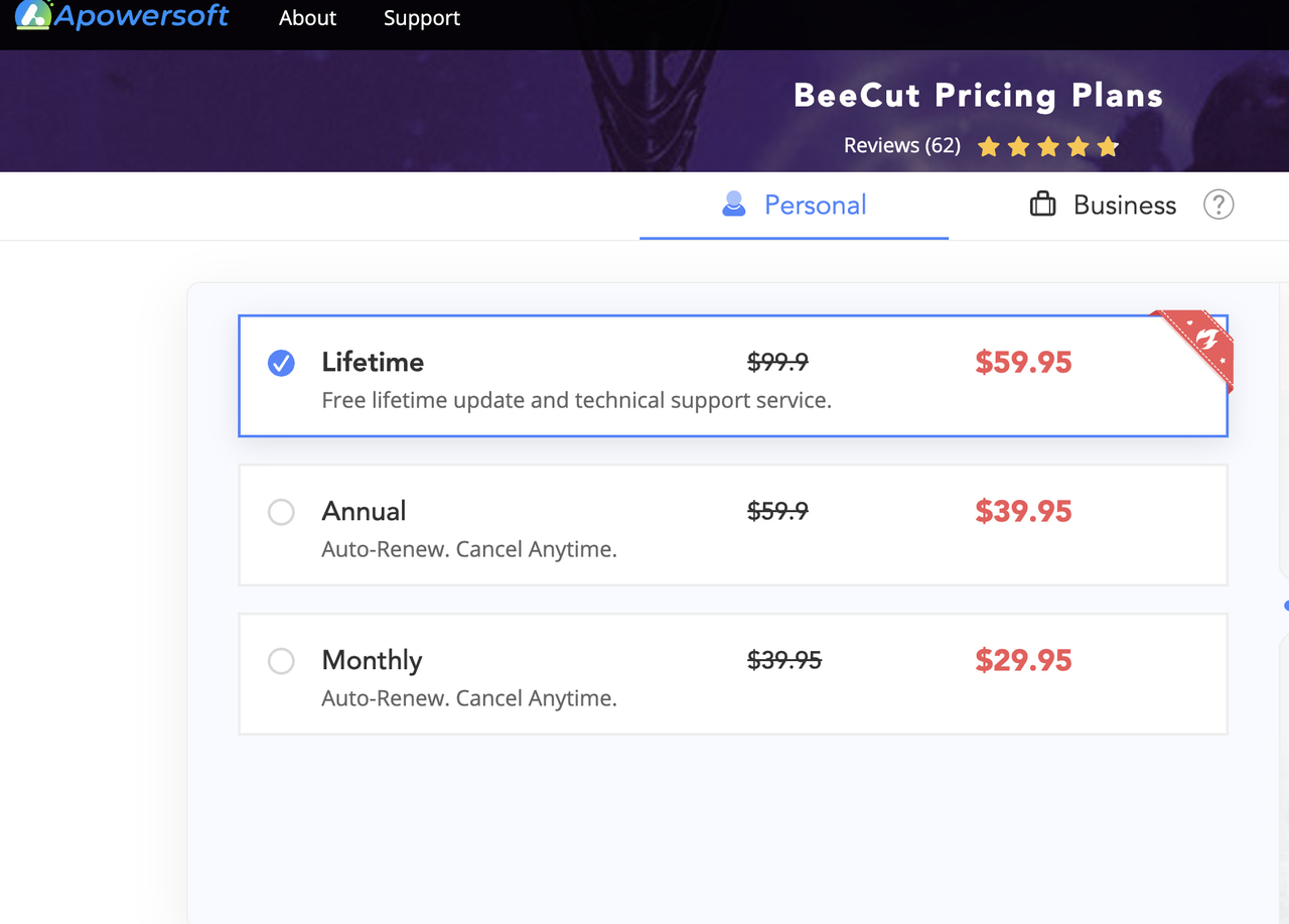 BeeCut Free Tier and Pricing