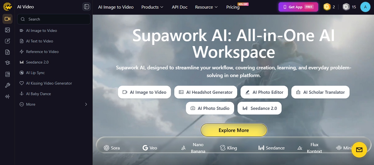home interface of supawork ai