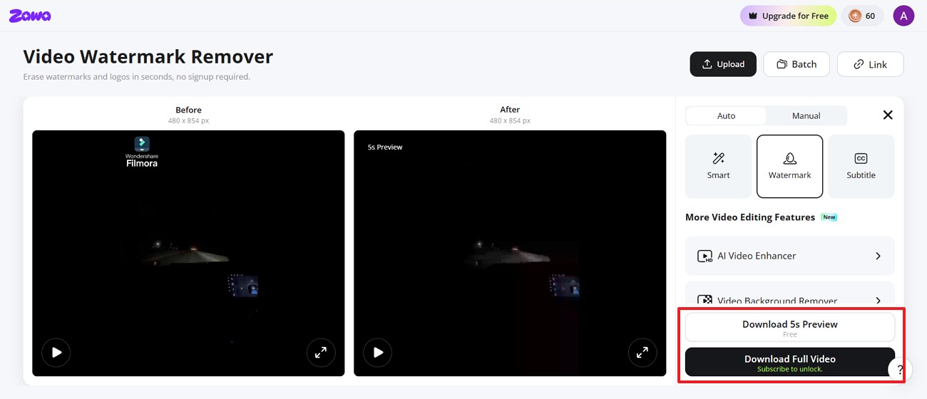 text download the watermark free video