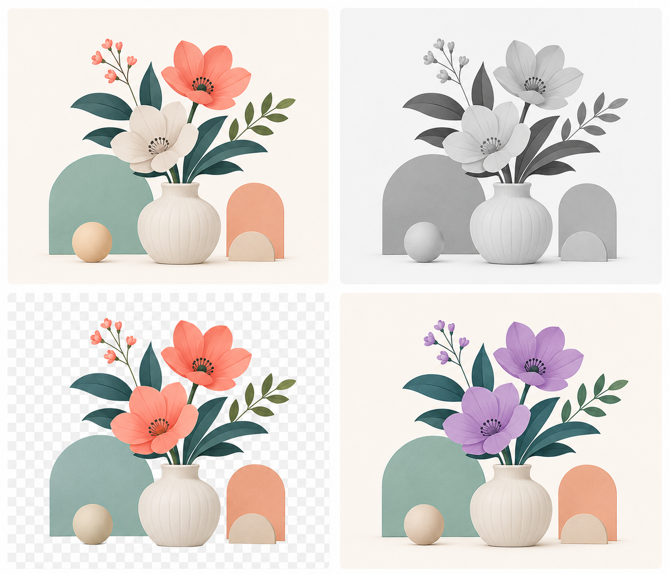different ways to remove color from an image including grayscale transparency and color replacement