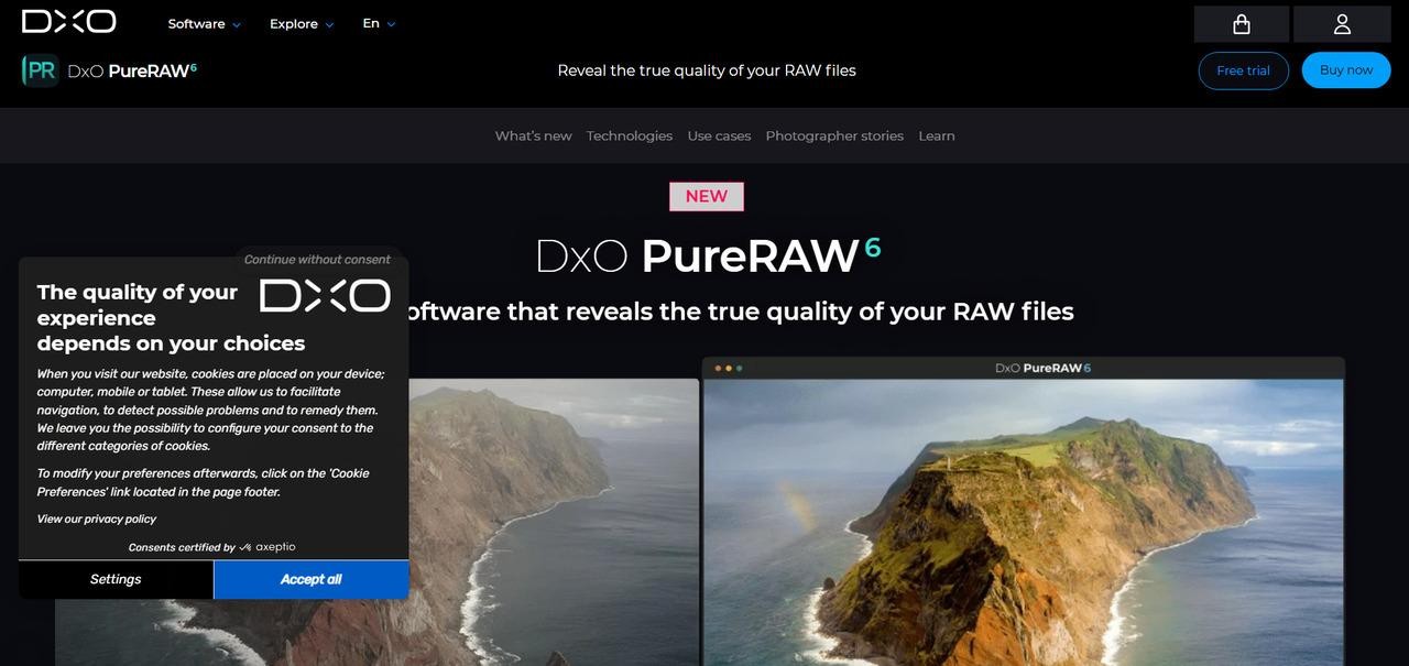 DxO PureRAW interface