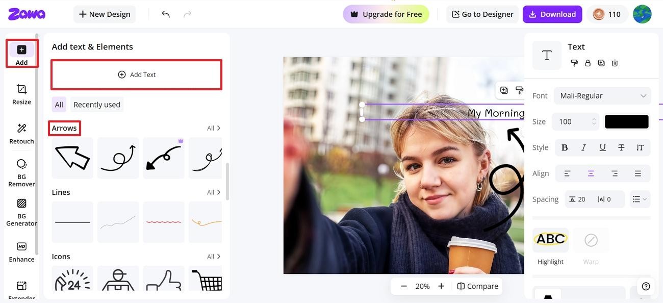 add text and elements to photo