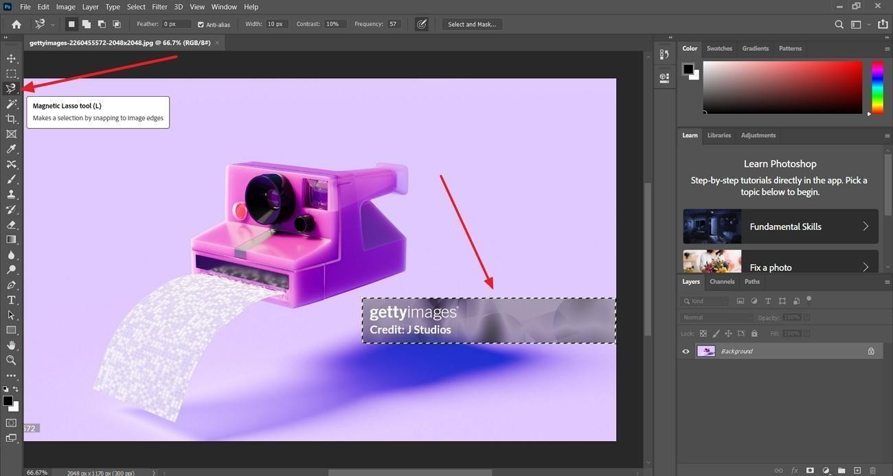 choose magnetic lasso tool photoshop