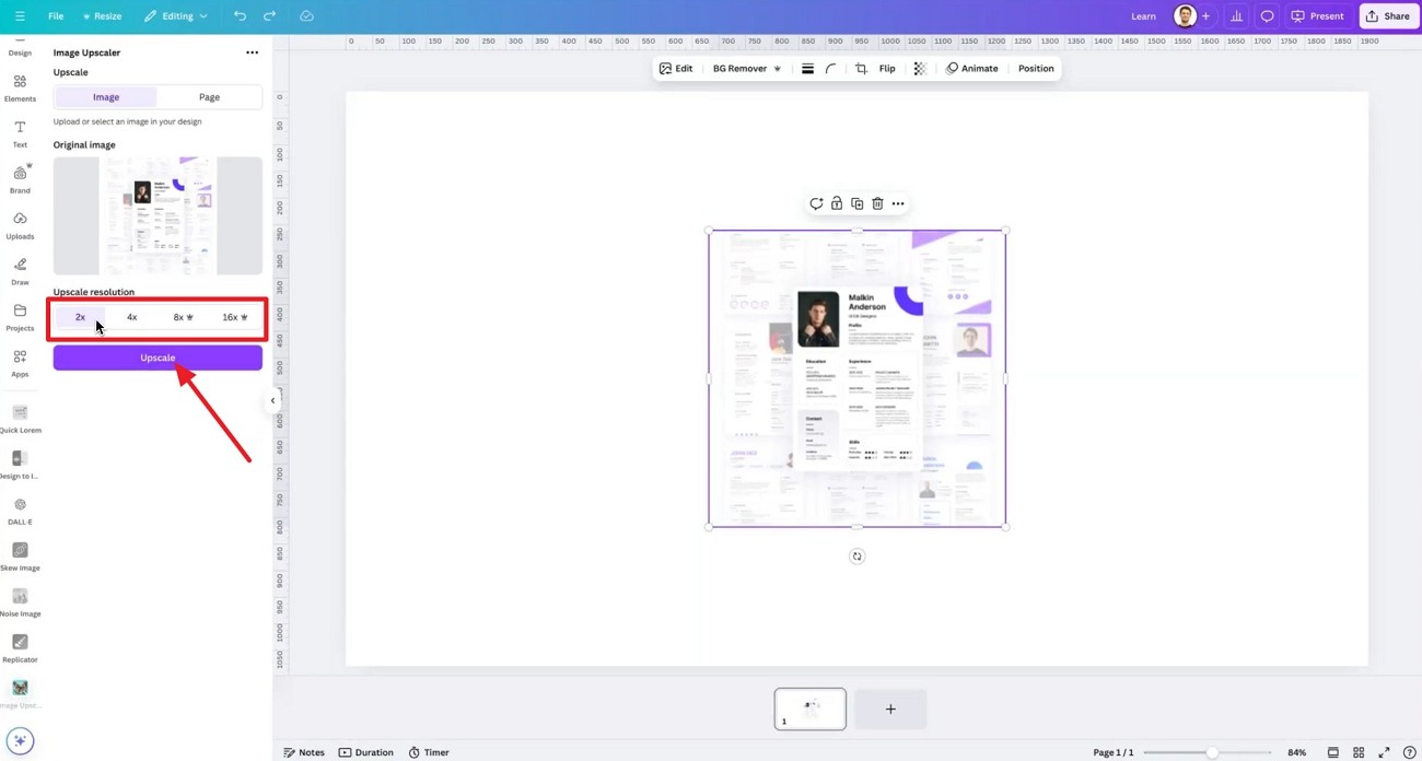 choose canva image scale