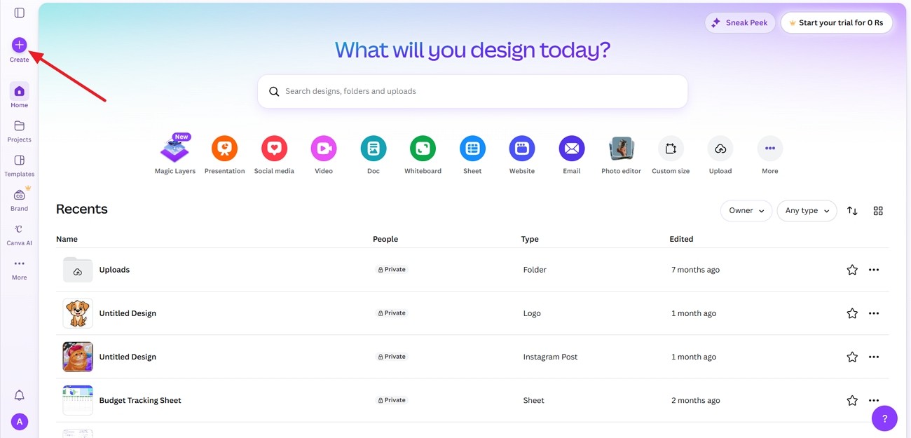 create new project