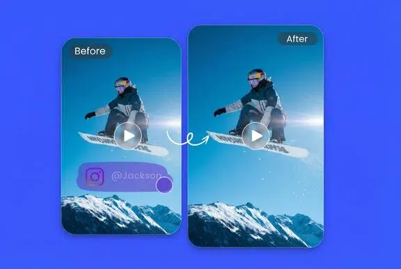Comparison of the video before and after removing the CapCut watermark