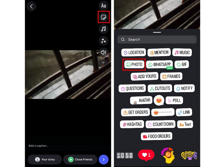 Select a sticker and choose photos
