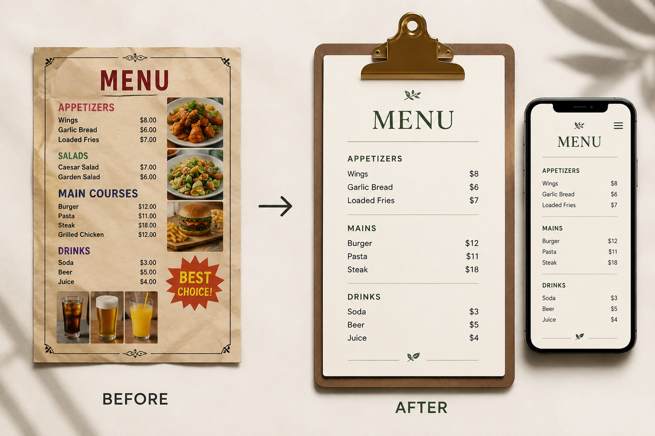 Zawa AI Restaurant Menu Maker Redesign