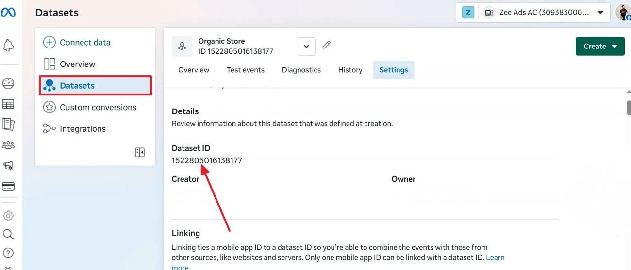 copy dataset id