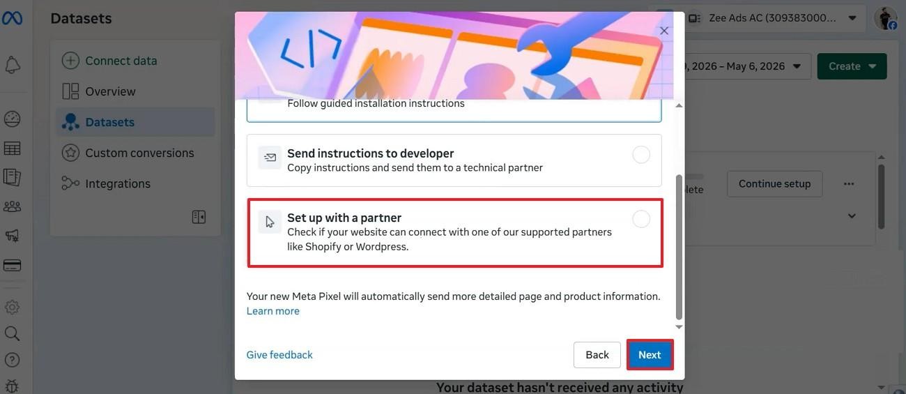 set up account with partner
