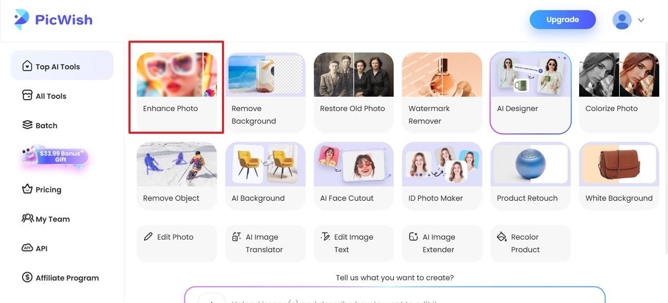 choose the enhance photo tool