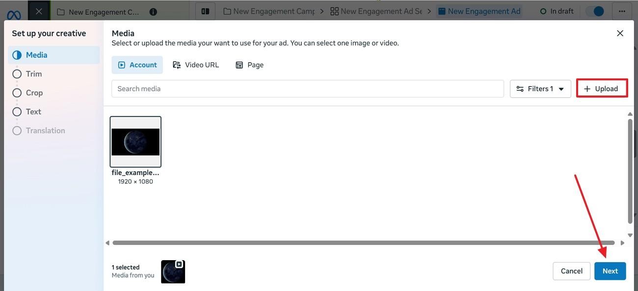 upload ad media from device