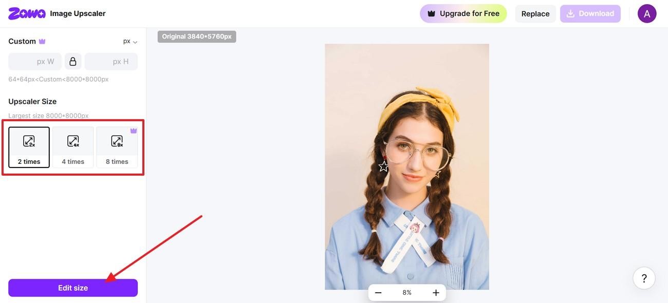 choose the upscaler size