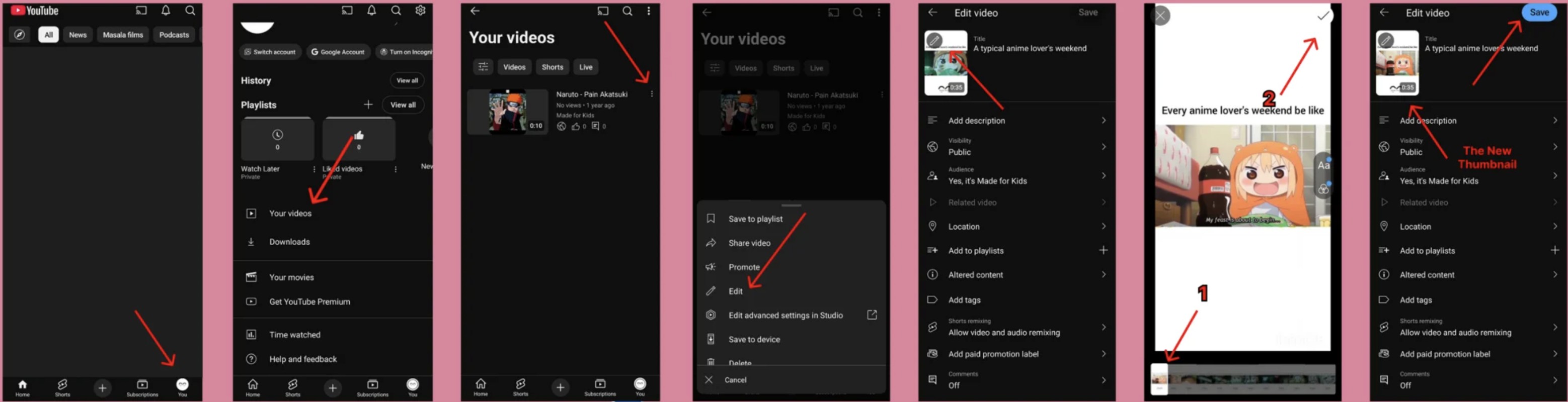 change the YouTube short thumbnail after posting