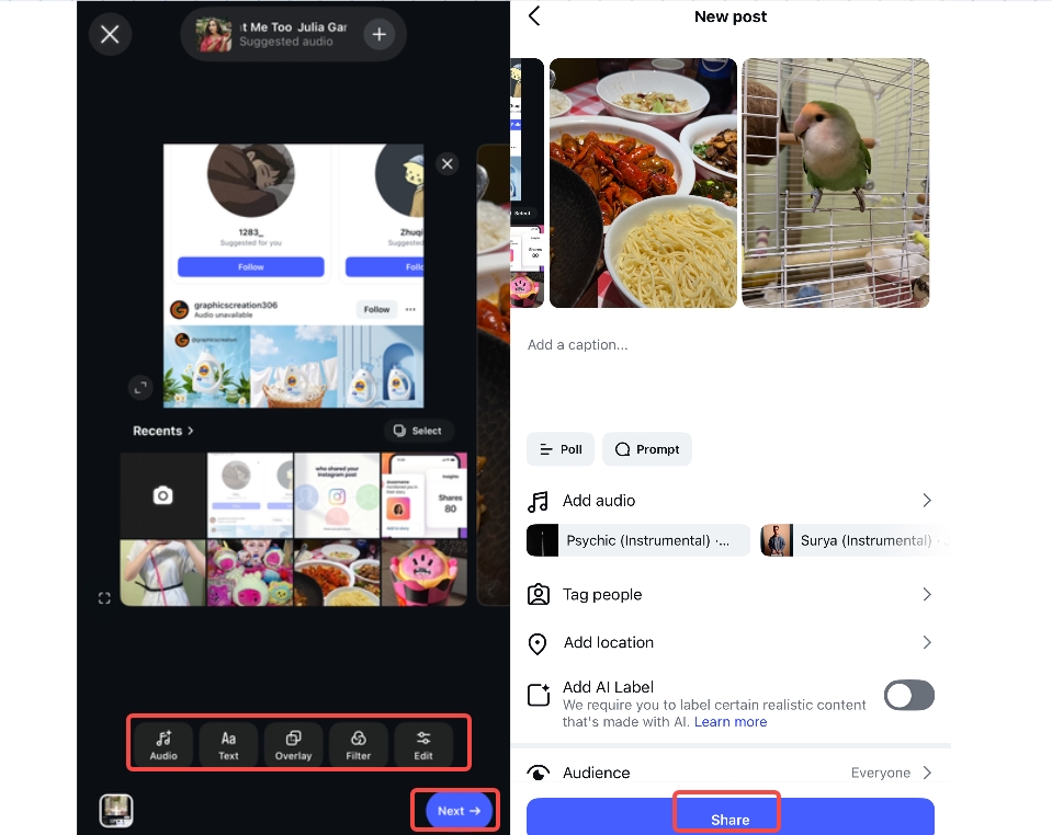 edit and share the photo post